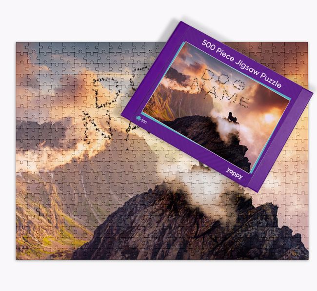 Mountain Range Silhouette: Personalised {breedFullName} Jigsaw